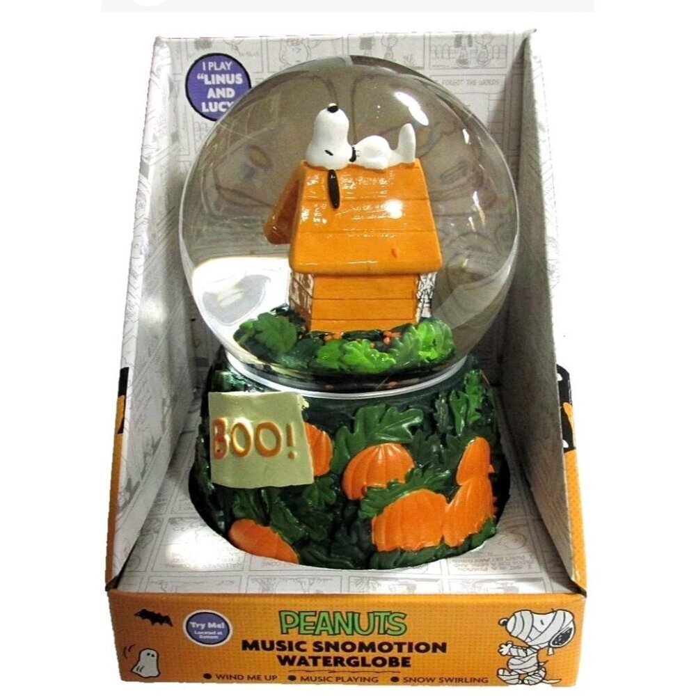 Peanuts Halloween Musical Snomotion Waterglobe Snoopy "BOO" Snow Globe New W/Box - Picture 3 of 10